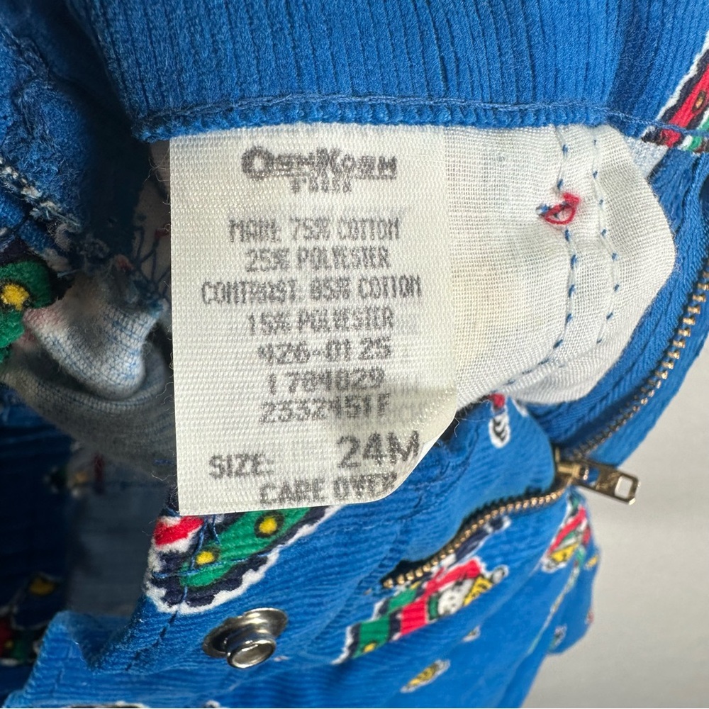 Vintage OshKosh B'gosh Blue Construction Print Corduroy Pants USA 24 Months - Picture 3 of 9
